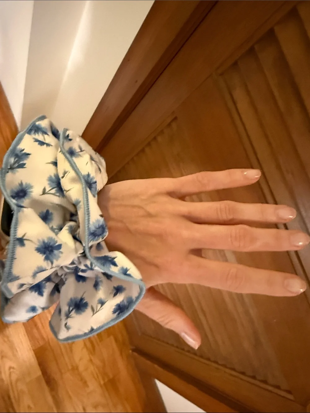 Kids Floral Hair Scrunchie Duo — Blue & Pink